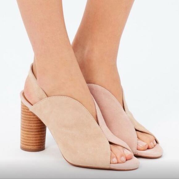 Jaggar Australia Got Your Back Nude Blush Suede Block Heels Sandal 39 8 - Picture 1 of 11